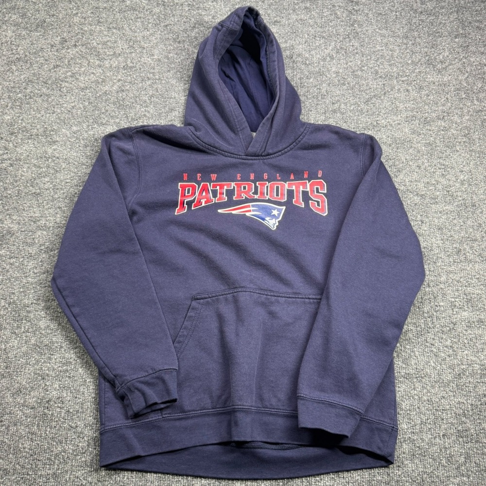 New England‎ Patriots NFL Team Apparel Hoodie Kids XL Navy Blue Fleece Pullover